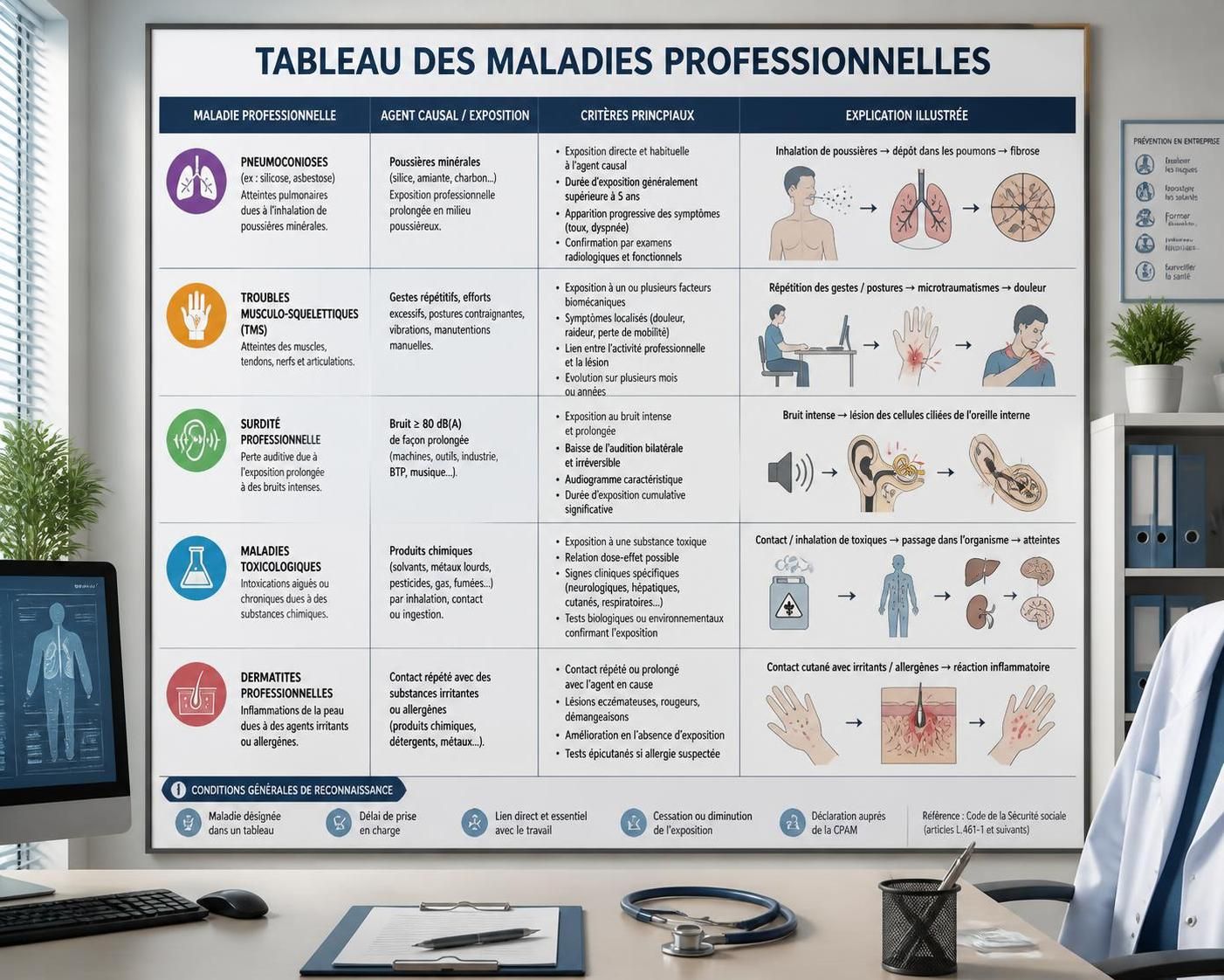 découvrez les critères essentiels et les démarches à suivre pour reconnaître une maladie professionnelle selon les tableaux officiels. guide complet pour faciliter vos démarches.