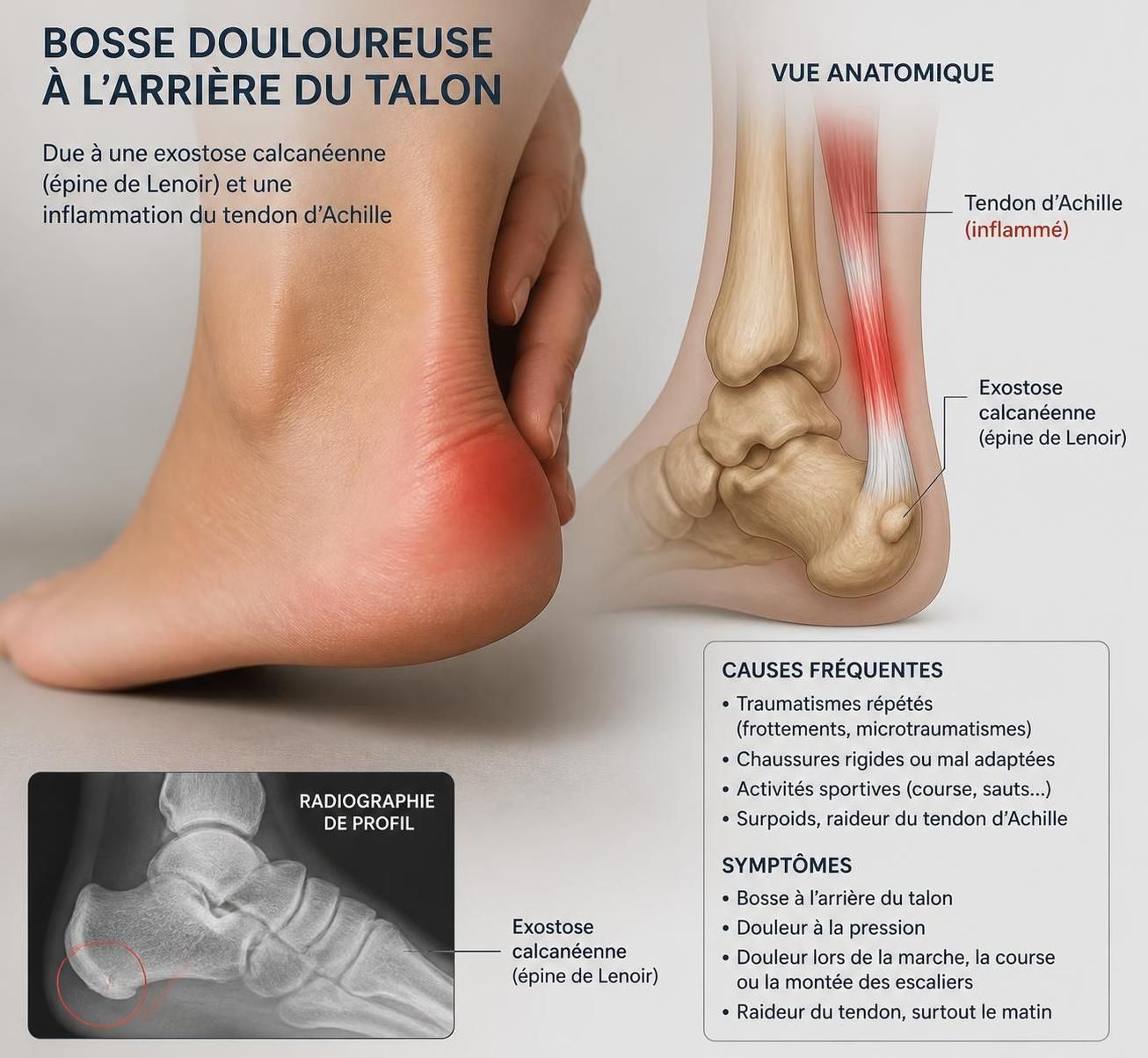 découvrez tout ce qu'il faut savoir sur la maladie de haglund : symptômes, causes, diagnostics et options de traitements pour mieux comprendre et gérer cette affection du pied.